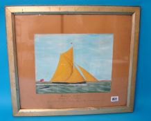 N.SMITH naïve marine painting titled `Retriever`, inscribed `winner of open trawler race Torbay