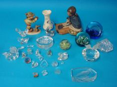 Various items including Lladro figure, Swarovski crystal, paper weights, Goebel (approx 20 items)