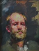 ROBERT LENKIEWICZ (1941-2002) Early oil on board `Portrait of a Bearded Man`, signed, 37cm x 27cm