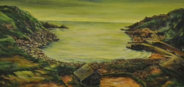 JOHN LAWER oil on canvas `Lamorna Cove` 30cm x 45cm signed