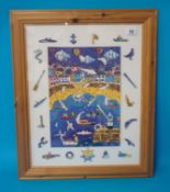 BRIAN POLLARD framed jigsaw `St.Ives` 35cm x 24cm