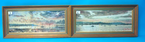 JOHN DONAVAN (modern) pair of signed paintings `Exmouth`, one titled to verso `A Spring Morning