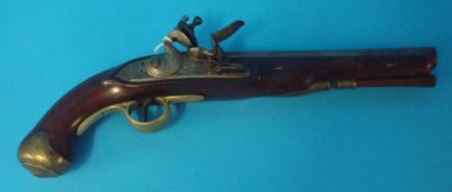A Georgian Flintlock Pistol by W.Ketland, with replacement cock and trigger guard,