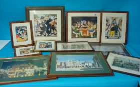 A collection of small BERYL COOK open prints (6) also three small Lowry prints and two Plymouth