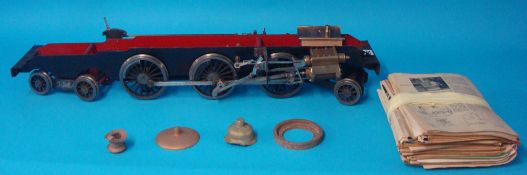 A 3 1/2 inch gauge unfinished `Juliet` locomotive chassis with complete Model Engineer Plans to