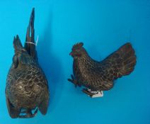 Two bronze cockerels unmarked, tallest 24cm
