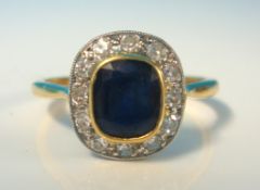 A fine diamond and sapphire ring in 18ct yellow gold, size U, Reputedly a gift to the sellers
