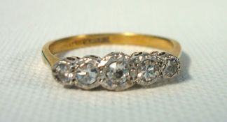 18ct diamond five stone ring size, P