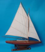 A model pond yacht with cloth sale, 100cm x 75cm wide with wood stand