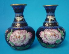 A pair small 20th century cloisonné vases, 16cm