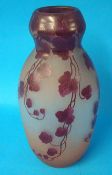 A cameo cut glass vase, signed `Legas` , 36cm
