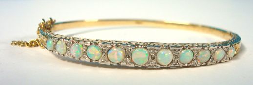 9ct and opal and diamond bangle