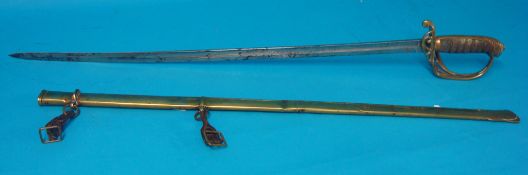 An Victorian Officers sword, the steel blade inscribed Johnstone, Dawson with decoration, the