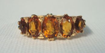 9ct gold Citrine dress ring size, R
