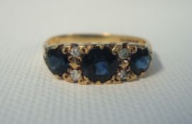 9ct diamond and sapphire ring size, P