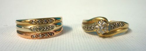 Two 9ct and diamond set rings