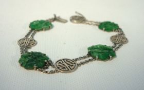 9ct white gold jade bracelet