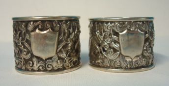A pair of Chinese silver napkin rings