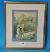 ROBERT COXON watercolour `Welcome Home` see verso, 17cm x 22cm signed