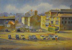 KENNETH W BURTON watercolour `Ransome & Marles, Newark, 25cm x 40cm, u/f