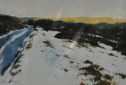 RICHARD THORN  watercolour, mounted `Dartmoor Snows` 15cm x 21cm