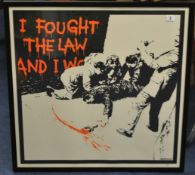 After BANKSY (b.1975) `I Fought the Law`, screen print on paper, 2005, unsigned, numbered 335/500,