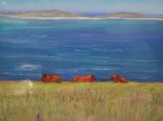 RICHARD LANNOWE HALL (St Ives School) Three Giclee prints `Light Falmouth Bay`, 25cm x 35cm, `Cows