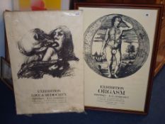 Two original posters, one glazed, for Robert Lenkiewicz exhibitions entitled `Orgasm` and `Love and