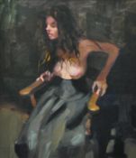 ROBERT LENKIEWICZ oil on board `Roxana` signed twice to verso inscribed Project 18, 43cm x 36cm
