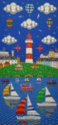 BRIAN POLLARD acrylic on canvas `Plymouth Hoe, Clipper Race` signed 80cm x 38cm within a wide mount