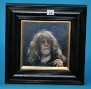 ROBERT LENKIEWICZ (1941-2002) `Self Portrait` oil on board, signed three times and titled to verso,