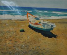 RICHARD THORN  watercolour, mounted `Spanish Surf` 16cm x 19cm