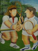 BERYL COOK (1928-2008) silkscreen `Tennis`, 86cm x 67cm framed
