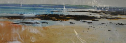 RICHARD THORN  watercolour, mounted `Tide Pools` 10cm x 28cm