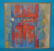 RICHARD LANNOWE HALL (St Ives School) unframed painting `The Door`,40cm x 40cm