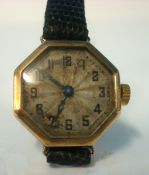 Ladies 9ct gold Rolex octagonal wristwatch, the case numbered 39733