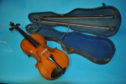 Early 20th century Violin, Maggini copy, possibly German, with paper label `Giovan Paolo Maggini,