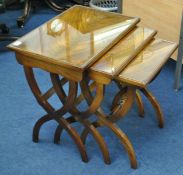Nest of three reproduction X leg Bevan tables