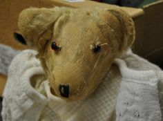 Pre War teddy bear with amber glass eyes (worn)