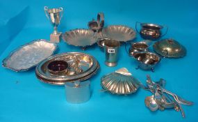A quantity of  EPNS and silver incl condiment set, half pint tankard, muffin dish, oyster dish &