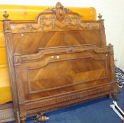 French walnut double bed frame, approx 140cm
