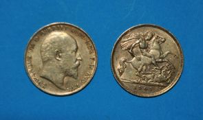 Two Edward VII half sovereigns, 1906 and 1907