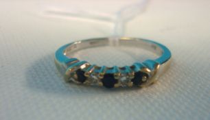 9ct gold sapphire and diamond ring, size N
