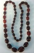 Red amber bead necklace, approx 86cm long, approx 116g