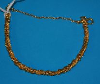18ct gold bracelet of twist bead design, approx 10g stamped 750
