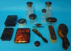 A Tortoishell and Silver Vanity Set , hallmarked London, maker CD, (13 pieces)