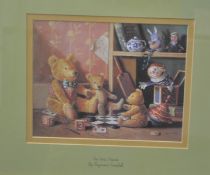 Set of four Raymond Campbell teddy bear prints, 20cm x 24cm, and two others (6)