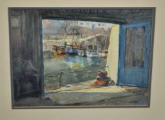 J H Dashwood watercolour `View of A Harbour` 28cm x 36cm