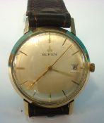 Gents 9ct gold Buren date wristwatch