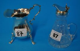 Silver and glass whiskey decanter t/g silver cream jug (2)